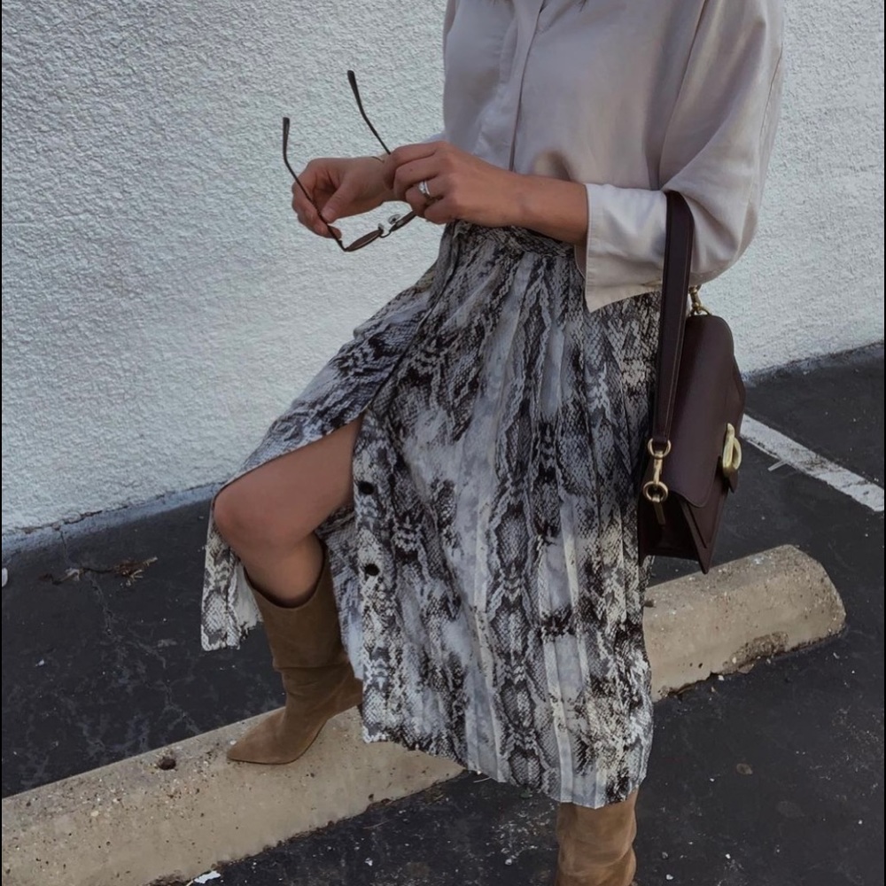 Button Down Snakeprint Skirt